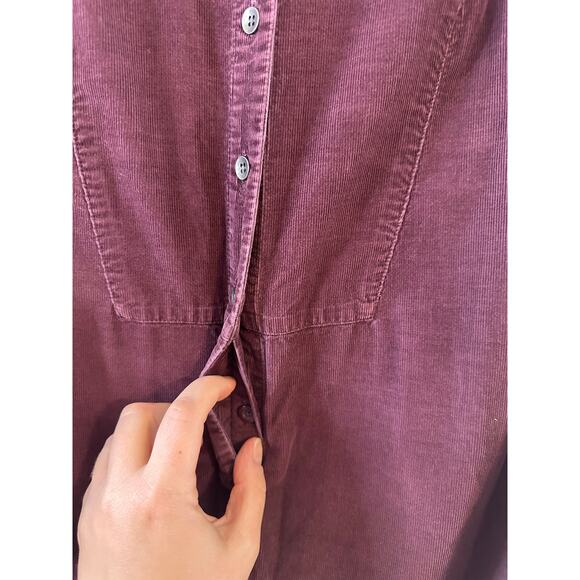 J. Jill Corduroy Button Down Shirt Purple Long Sleeve Lagenlook Layering Large - Picture 5 of 8